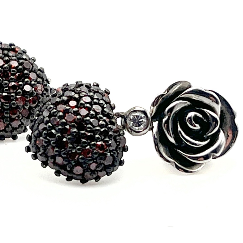 Giorgio Martello Milano 925 Silver and Ruby Pavé Earrings | Vintage 80's - Picture 7 of 9